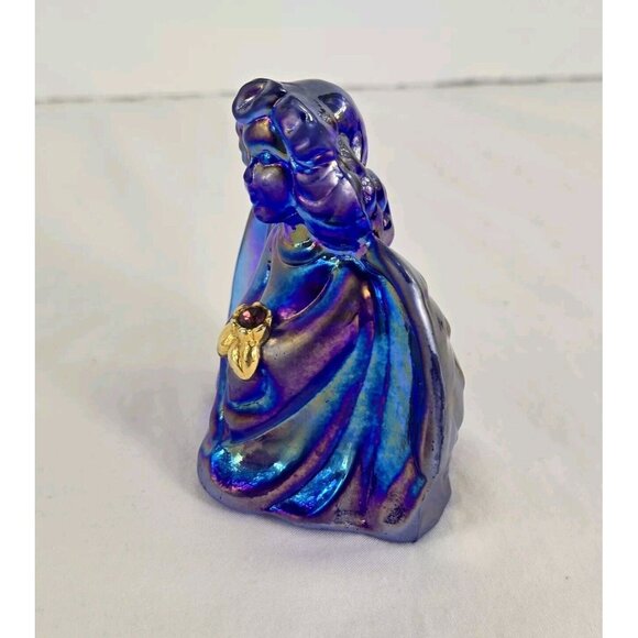 Fenton Cobalt Blue Iridescent Glass Guardian Angel Figurine Swarovski‎ Amethyst - Picture 6 of 9